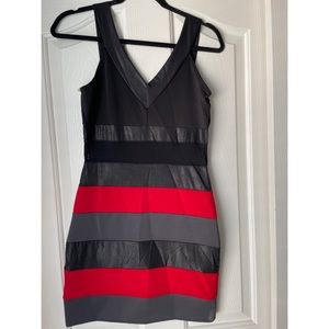 Windsor-New (NWT),V-Neck Mini Dress. Black,Gray, and Red.